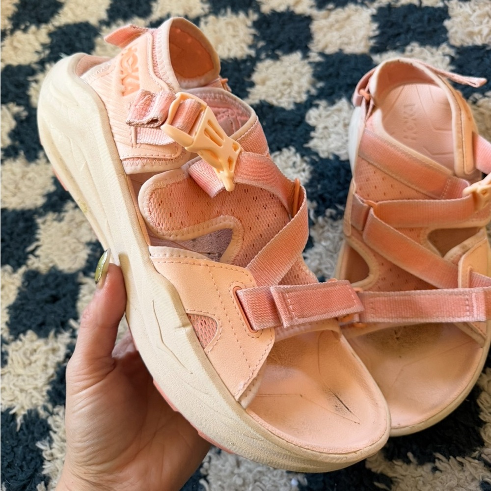 Hoka Infini Hike TC Women's Blush Pink Cushioned Trail Sandals Size 11